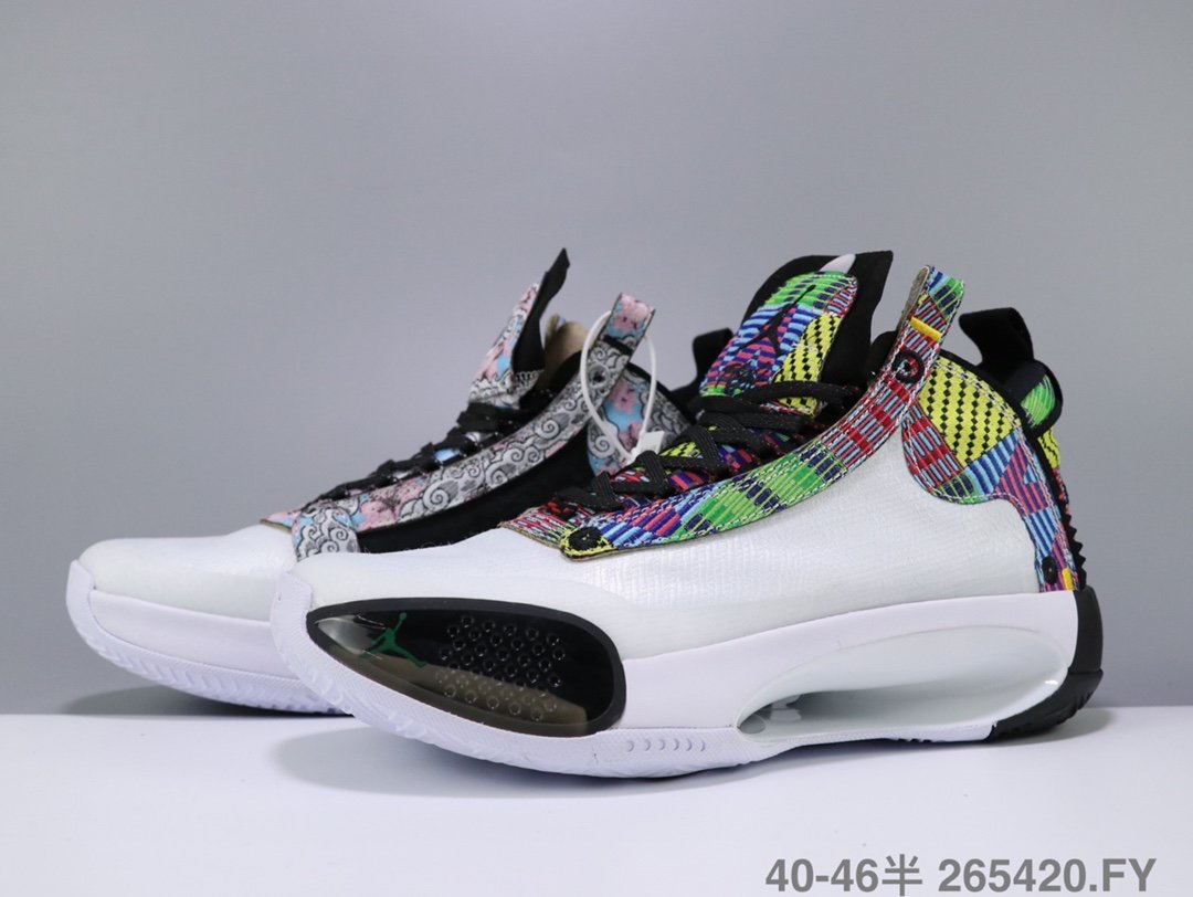 Air Jordan XXXIV Eclipse White Black Colorful Shoes - Click Image to Close